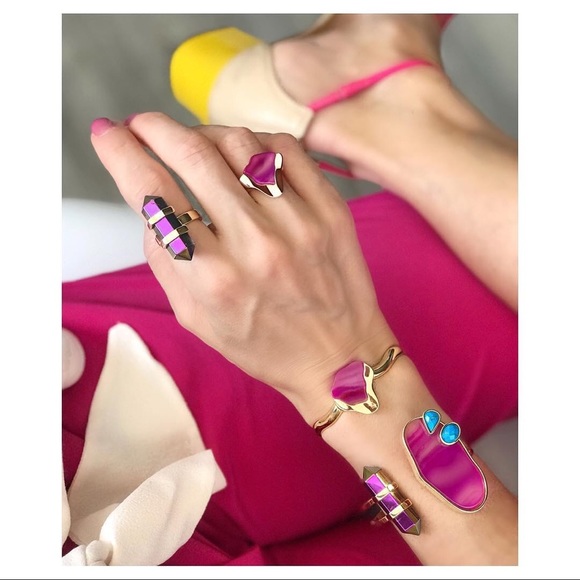 Multicolor natural stone 18k gold plated - Picture 3 of 6